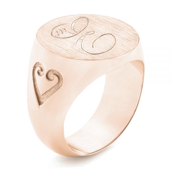 14k Rose Gold 14k Rose Gold Custom Engraved Men's Wedding Band - Three-Quarter View - 102816