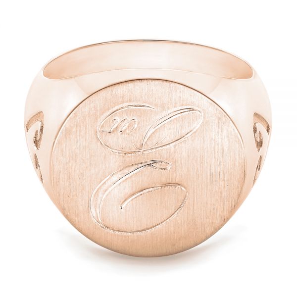 14k Rose Gold 14k Rose Gold Custom Engraved Men's Wedding Band - Flat View - 102816