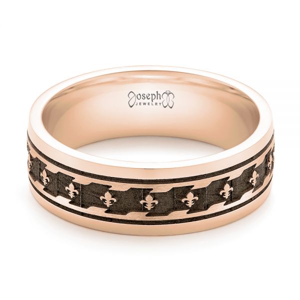 14k Rose Gold 14k Rose Gold Custom Engraved Men's Wedding Band - Flat View - 102960