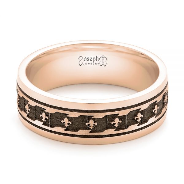 18k Rose Gold 18k Rose Gold Custom Engraved Men's Wedding Band - Flat View -  102960