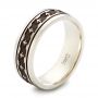 18k White Gold 18k White Gold Custom Engraved Men's Wedding Band - Three-Quarter View -  102960 - Thumbnail