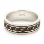 14k White Gold Custom Engraved Men's Wedding Band - Flat View -  102960 - Thumbnail