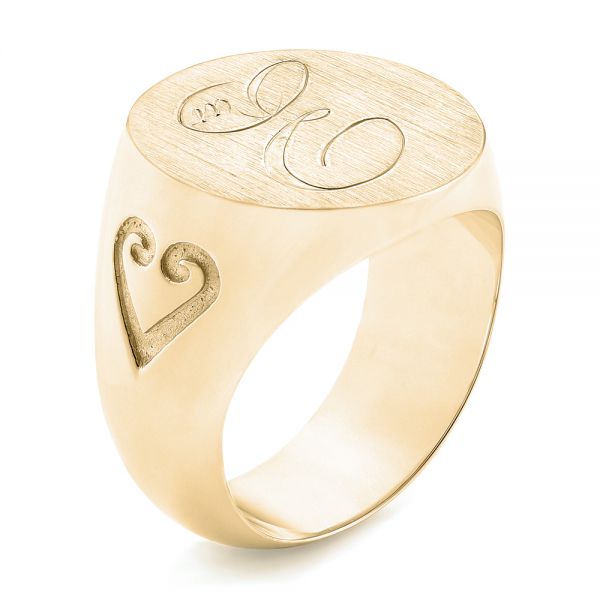 18k Yellow Gold 18k Yellow Gold Custom Engraved Men's Wedding Band - Three-Quarter View - 102816