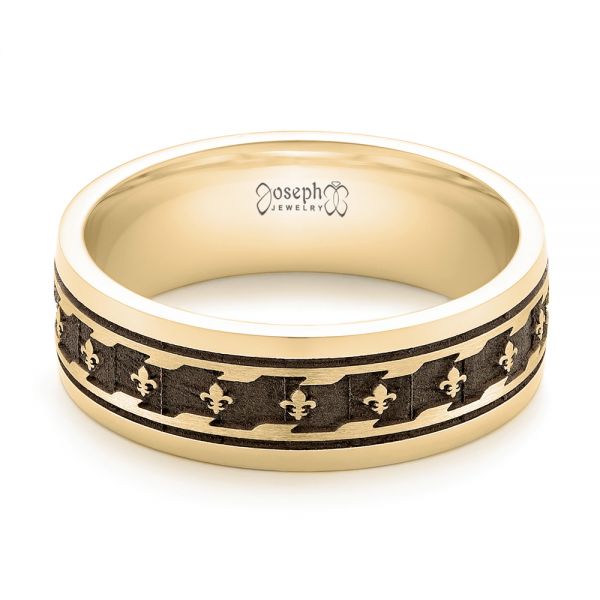 18k Yellow Gold 18k Yellow Gold Custom Engraved Men's Wedding Band - Flat View - 102960