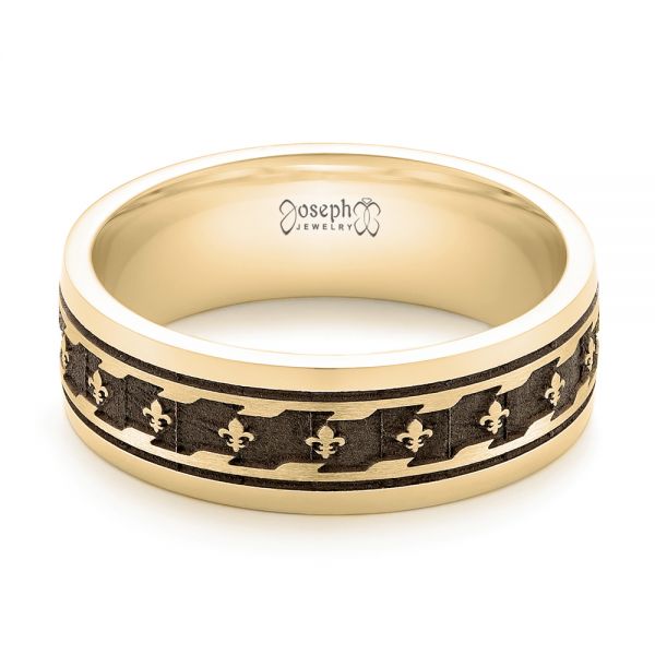 14k Yellow Gold 14k Yellow Gold Custom Engraved Men's Wedding Band - Flat View -  102960