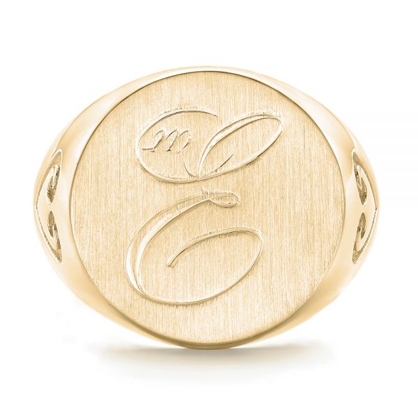 18k Yellow Gold 18k Yellow Gold Custom Engraved Men's Wedding Band - Top View - 102816