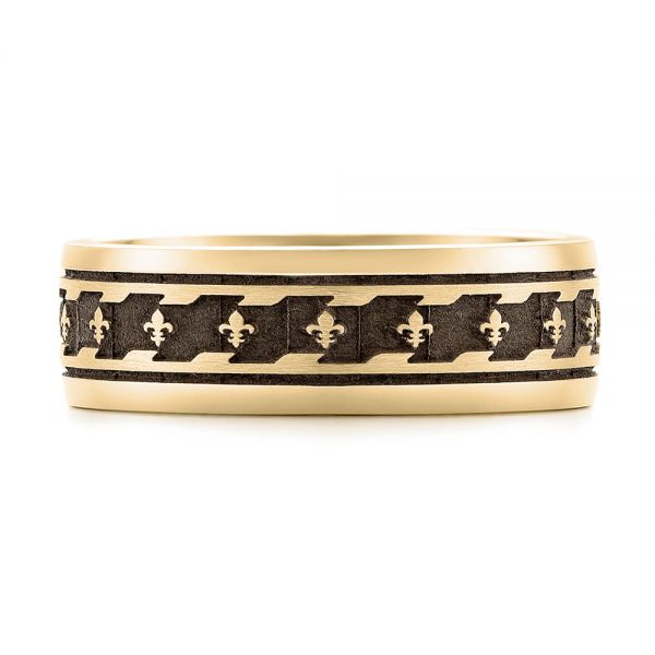 18k Yellow Gold 18k Yellow Gold Custom Engraved Men's Wedding Band - Top View - 102960