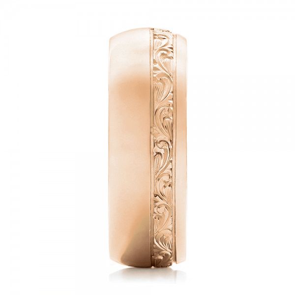 18k Rose Gold 18k Rose Gold Custom Engraved Men's Band - Side View - 102006