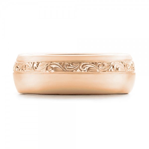 18k Rose Gold 18k Rose Gold Custom Engraved Men's Band - Top View - 102006