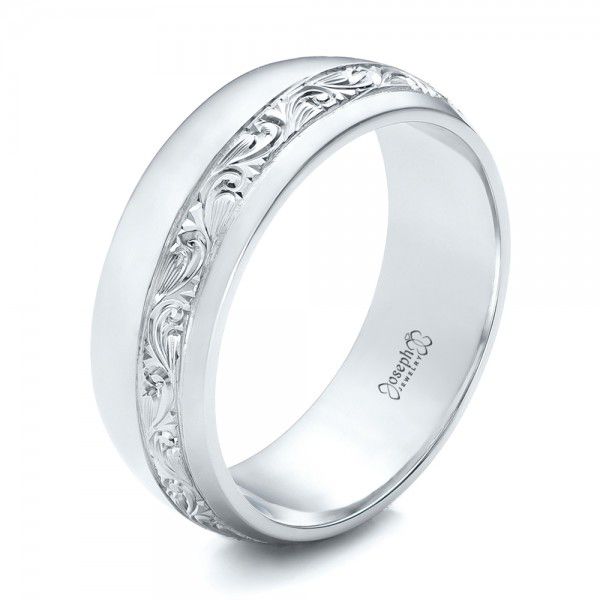 Custom Engraved Platinum Men's Band - Image