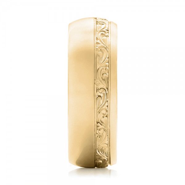 14k Yellow Gold 14k Yellow Gold Custom Engraved Men's Band - Side View -  102006
