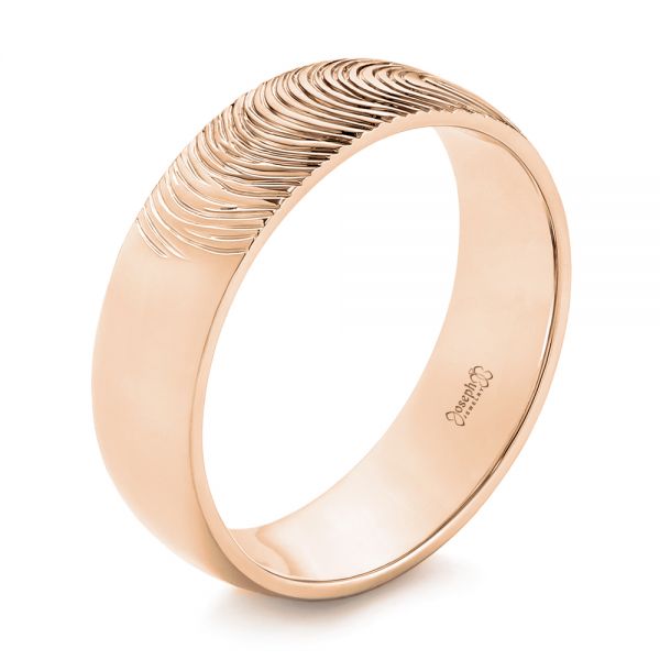 18k Rose Gold 18k Rose Gold Custom Fingerprint Engraved Men's Band - Three-Quarter View -  105310