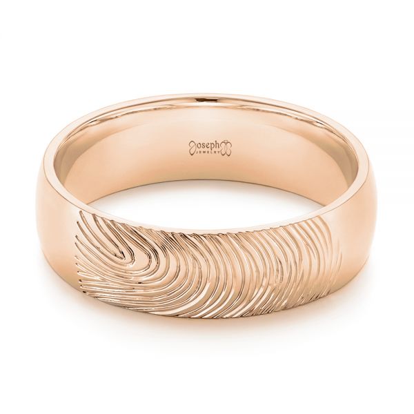 14k Rose Gold 14k Rose Gold Custom Fingerprint Engraved Men's Band - Flat View -  105310