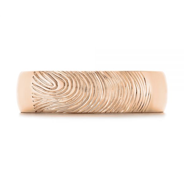 14k Rose Gold 14k Rose Gold Custom Fingerprint Engraved Men's Band - Top View - 105310