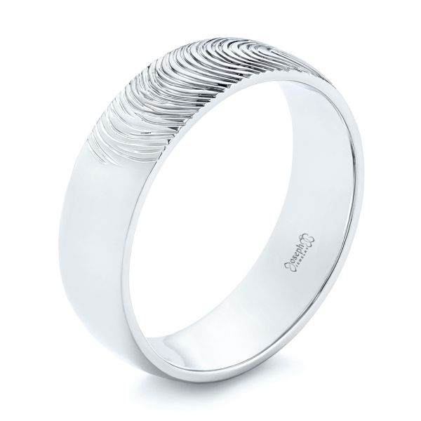 Fingerprint Engraved Platinum Couple Rings