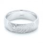 14k White Gold 14k White Gold Custom Fingerprint Engraved Men's Band - Flat View -  105310 - Thumbnail