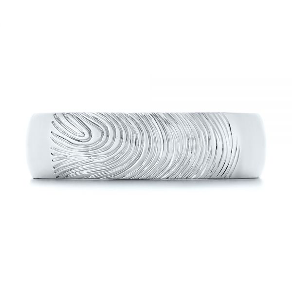 Platinum Custom Fingerprint Engraved Men's Band - Top View - 105310