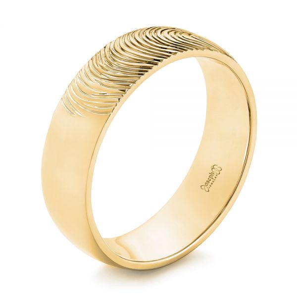 14k Yellow Gold 14k Yellow Gold Custom Fingerprint Engraved Men's Band - Three-Quarter View -  105310