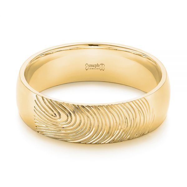 18k Yellow Gold 18k Yellow Gold Custom Fingerprint Engraved Men's Band - Flat View -  105310