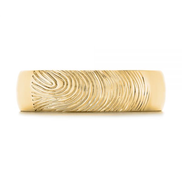 14k Yellow Gold 14k Yellow Gold Custom Fingerprint Engraved Men's Band - Top View - 105310