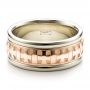  14K Gold And 14k Rose Gold 14K Gold And 14k Rose Gold Custom Cross Men's Band - Flat View -  100052 - Thumbnail