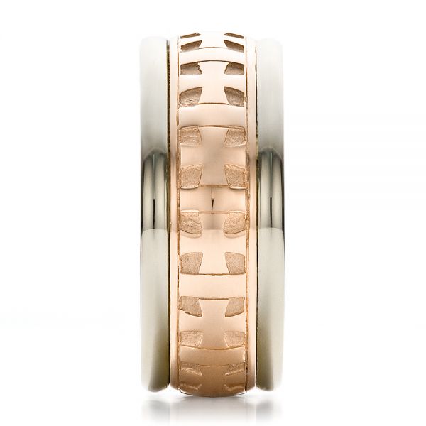  Platinum And 18k Rose Gold Platinum And 18k Rose Gold Custom Cross Men's Band - Side View -  100052