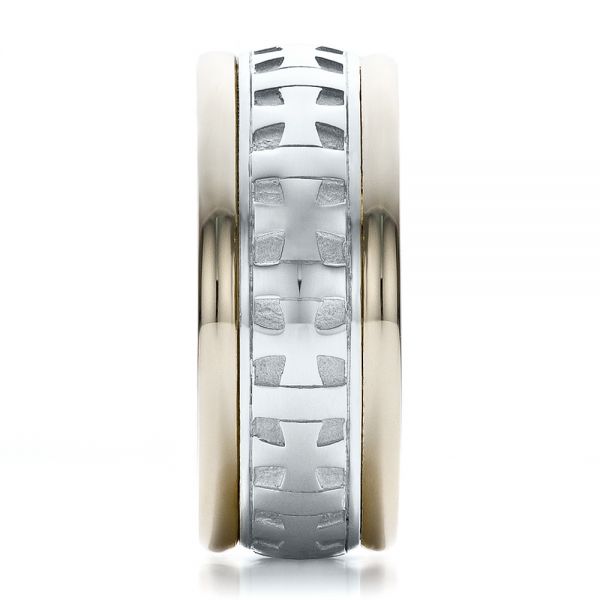  18K Gold And 18k White Gold 18K Gold And 18k White Gold Custom Cross Men's Band - Side View -  100052