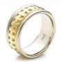  14K Gold And 18k Yellow Gold 14K Gold And 18k Yellow Gold Custom Cross Men's Band - Three-Quarter View -  100052 - Thumbnail