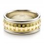  18K Gold And 18k Yellow Gold Custom Cross Men's Band - Flat View -  100052 - Thumbnail