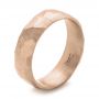18k Rose Gold 18k Rose Gold Custom Hammered Men's Band - Three-Quarter View -  103014 - Thumbnail