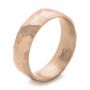 14k Rose Gold 14k Rose Gold Custom Hammered Men's Band - Three-Quarter View -  103014 - Thumbnail