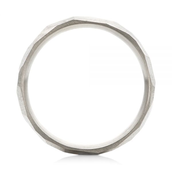 14k White Gold Custom Hammered Men's Band - Front View - 103014