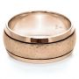 14k Rose Gold 14k Rose Gold Custom Hammered Men's Band - Flat View -  1110 - Thumbnail