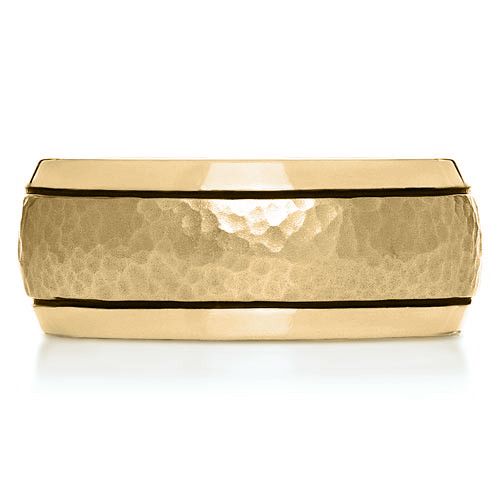 14k Yellow Gold 14k Yellow Gold Custom Hammered Men's Band - Top View -  1110