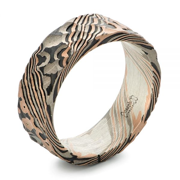 Custom Hammered Mokume Men's Wedding Band - Image