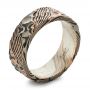 Custom Hammered Mokume Men's Wedding Band - Three-Quarter View -  102265 - Thumbnail