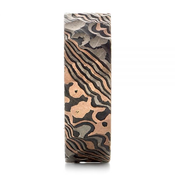 Custom Hammered Mokume Men's Wedding Band - Side View - 102265