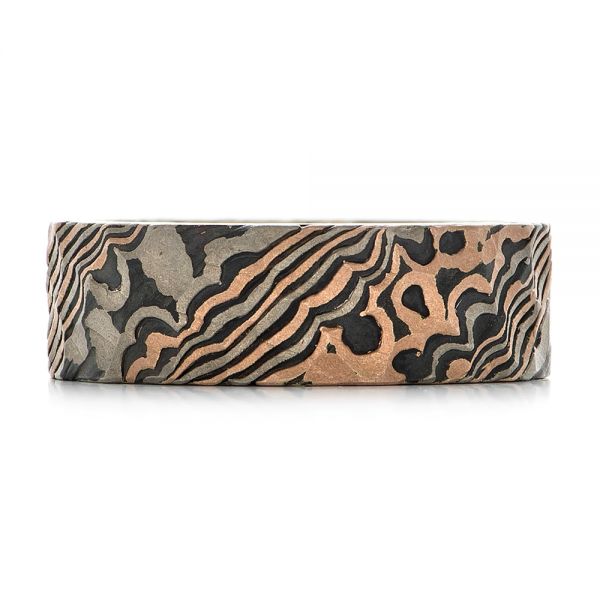 Custom Hammered Mokume Men's Wedding Band - Top View - 102265