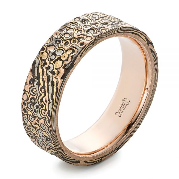 Custom Hammered Mokume Men's Wedding Band - Image