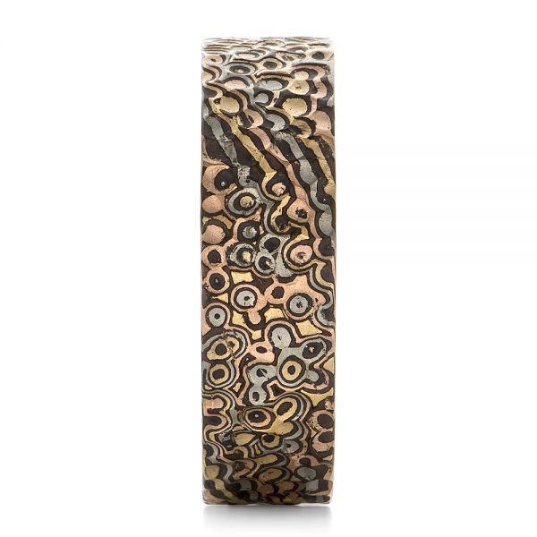 Custom Hammered Mokume Men's Wedding Band - Side View - 102278