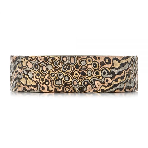 Custom Hammered Mokume Men's Wedding Band - Top View - 102278
