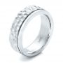  Platinum And Platinum Platinum And Platinum Custom Hammered Two-tone Men's Wedding Band - Three-Quarter View -  102320 - Thumbnail