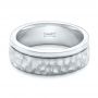  Platinum And Platinum Platinum And Platinum Custom Hammered Two-tone Men's Wedding Band - Flat View -  102320 - Thumbnail