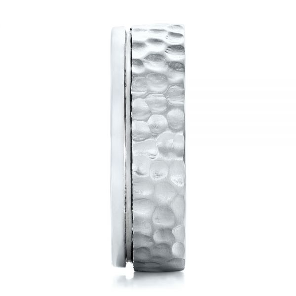 Platinum And Platinum Platinum And Platinum Custom Hammered Two-tone Men's Wedding Band - Side View - 102320
