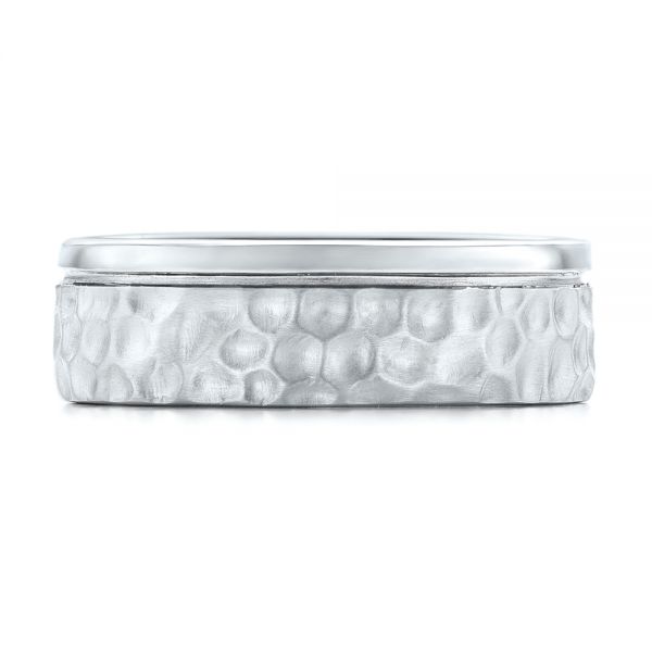 Platinum And Platinum Platinum And Platinum Custom Hammered Two-tone Men's Wedding Band - Top View - 102320