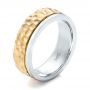  Platinum And 18k Yellow Gold Platinum And 18k Yellow Gold Custom Hammered Two-tone Men's Wedding Band - Three-Quarter View -  102320 - Thumbnail