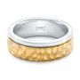  18K Gold And 14k Yellow Gold 18K Gold And 14k Yellow Gold Custom Hammered Two-tone Men's Wedding Band - Flat View -  102320 - Thumbnail