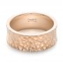 18k Rose Gold 18k Rose Gold Custom Hammered And Brushed Men's Wedding Band - Flat View -  103285 - Thumbnail