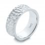 14k White Gold 14k White Gold Custom Hammered And Brushed Men's Wedding Band - Three-Quarter View -  103285 - Thumbnail