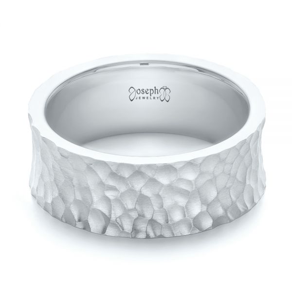 Platinum Platinum Custom Hammered And Brushed Men's Wedding Band - Flat View - 103285